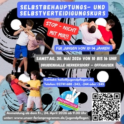 Plakat für den Selbstbehauptungs- & Selbstverteidigungskurs für Jungen